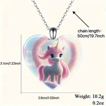 Load image into Gallery viewer, Unicorn Heart-Shaped Crystal Pendant Necklace
