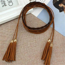 Load image into Gallery viewer, Unique Classic PU Leather Tie Strap Waist Belt For Women Modern Rope Style Design Ladies Waistbands
