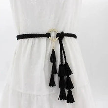 Load image into Gallery viewer, Unique Classic PU Leather Tie Strap Waist Belt For Women Modern Rope Style Design Ladies Waistbands
