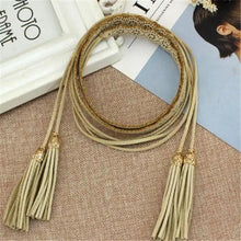 Load image into Gallery viewer, Unique Classic PU Leather Tie Strap Waist Belt For Women Modern Rope Style Design Ladies Waistbands
