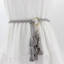 Load image into Gallery viewer, Unique Classic PU Leather Tie Strap Waist Belt For Women Modern Rope Style Design Ladies Waistbands
