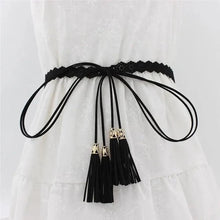 Load image into Gallery viewer, Unique Classic PU Leather Tie Strap Waist Belt For Women Modern Rope Style Design Ladies Waistbands
