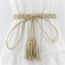 Load image into Gallery viewer, Unique Classic PU Leather Tie Strap Waist Belt For Women Modern Rope Style Design Ladies Waistbands
