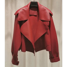 Load image into Gallery viewer, Unique Design Faux Leather Jacket Women Loose Soft Vintage Motorcycle Biker Coat Short Pu Leather Coat Female Punk Autumn Streetwear Outwear
