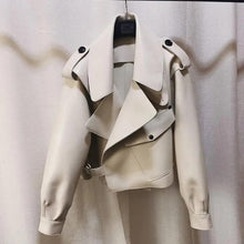 Load image into Gallery viewer, Unique Design Faux Leather Jacket Women Loose Soft Vintage Motorcycle Biker Coat Short Pu Leather Coat Female Punk Autumn Streetwear Outwear
