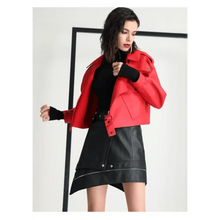 Load image into Gallery viewer, Unique Design Faux Leather Jacket Women Loose Soft Vintage Motorcycle Biker Coat Short Pu Leather Coat Female Punk Autumn Streetwear Outwear

