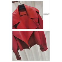 Load image into Gallery viewer, Unique Design Faux Leather Jacket Women Loose Soft Vintage Motorcycle Biker Coat Short Pu Leather Coat Female Punk Autumn Streetwear Outwear

