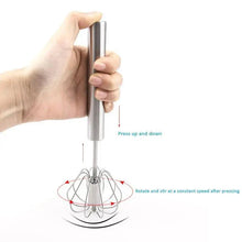 Load image into Gallery viewer, Unique Design Semi-automatic Egg Beater 304 Stainless Steel Egg Whisk Manual Hand Mixer Self Turning Egg Stirrer Kitchen Accessories Egg Tools
