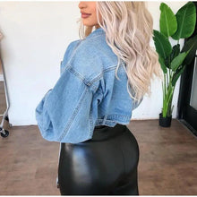 Load image into Gallery viewer, Unique Design Women's Denim Cropped Jacket Female Pockets Hole Short Jean Jackets Ladies Fashionable Button Casual Solid Coats
