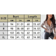 Load image into Gallery viewer, Unique Design Women's Snakeskin Leopard Print Blouse Ladies Casual Long Sleeve V-neck Button Down Bodycon Slim Fit Tops

