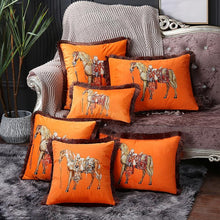 Load image into Gallery viewer, Unique Designed European American Luxury Printed Polyester Cushion Cover Horse printed Lumbar Cover Tassel Edge Modern Throw Pillow Covers Square Decorative Set Cushion Covers For Home Bed Couch Sofa Bench
