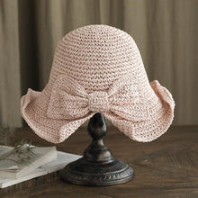 Load image into Gallery viewer, Unique Fashionable Bow Sun Hat Wide Floppy Summer Hats For Women Beach Straw Modern Bucket Hat Women's Summer Foldable Wide Breathable Outdoor Sun Hat
