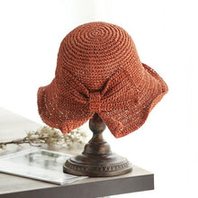 Load image into Gallery viewer, Unique Fashionable Bow Sun Hat Wide Floppy Summer Hats For Women Beach Straw Modern Bucket Hat Women's Summer Foldable Wide Breathable Outdoor Sun Hat

