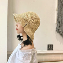 Load image into Gallery viewer, Unique Fashionable Bow Sun Hat Wide Floppy Summer Hats For Women Beach Straw Modern Bucket Hat Women's Summer Foldable Wide Breathable Outdoor Sun Hat
