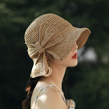 Load image into Gallery viewer, Unique Fashionable Bow Sun Hat Wide Floppy Summer Hats For Women Beach Straw Modern Bucket Hat Women's Summer Foldable Wide Breathable Outdoor Sun Hat
