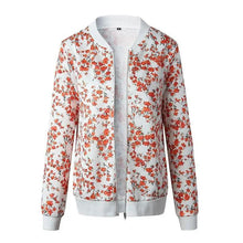 Load image into Gallery viewer, Unique Nature Design Women's jackets Floral Printed Ladies Zipper Up Bomber Outwear Spring Long Sleeve Short Thin Slim Casual Pocket Biker Coats
