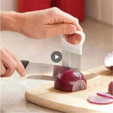 Load image into Gallery viewer, Unique Style 1PC Stainless Steel Onion Needle Onion Holder Handheld Simple Slicer Fruit Vegetable Cutter Potato Kitchen Tool Bar Accessories
