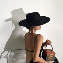 Load image into Gallery viewer, Unique Style Fedora Hats For Women Retro New Trendy Wide Brim Cap For Summer Party Women's Hat Big Fedora Hat Luxury Wedding Hats Flat Top Hat
