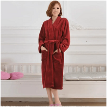 Load image into Gallery viewer, Unisex Comfortable Fleece Soft Bathrobes Elegant Sleepwear For Men And Women Winter Indoor Warm Bathrobe
