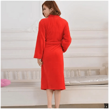 Load image into Gallery viewer, Unisex Comfortable Fleece Soft Bathrobes Elegant Sleepwear For Men And Women Winter Indoor Warm Bathrobe
