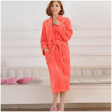 Load image into Gallery viewer, Unisex Comfortable Fleece Soft Bathrobes Elegant Sleepwear For Men And Women Winter Indoor Warm Bathrobe
