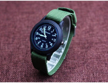 Load image into Gallery viewer, Unisex Fashion Nylon Fabric Kids Children Watch Sport Thin Students Canvas Quartz Dress Wristwatch Military Time Watch  Field Outdoor Sport Mens Wristwatch With Slip-Thru Nylon Band
