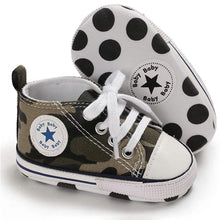 Load image into Gallery viewer, Unisex High Top Sneaker Soft Anti-Slip Sole Newborn Infant Denim Shoes

