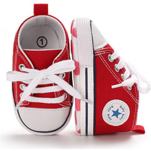 Load image into Gallery viewer, Unisex High Top Sneaker Soft Anti-Slip Sole Newborn Infant Denim Shoes
