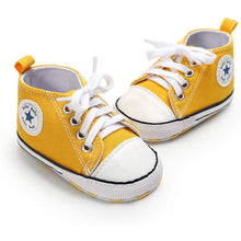 Load image into Gallery viewer, Unisex High Top Sneaker Soft Anti-Slip Sole Newborn Infant Denim Shoes
