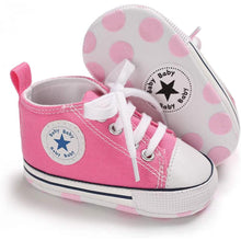 Load image into Gallery viewer, Unisex High Top Sneaker Soft Anti-Slip Sole Newborn Infant Denim Shoes
