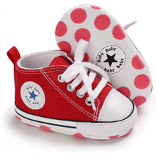 Load image into Gallery viewer, Unisex High Top Sneaker Soft Anti-Slip Sole Newborn Infant Denim Shoes
