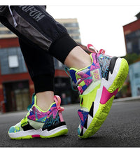 Load image into Gallery viewer, Unisex Modern Breathable Soft High Top Basketball Shoes Outdoor Street Sneakers Men Fashion Rainbow Basketball Shoes Fashion Sports Shoes Breathable Non-Slip Soft Sneakers
