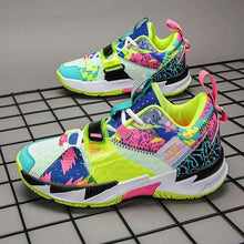 Load image into Gallery viewer, Unisex Modern Breathable Soft High Top Basketball Shoes Outdoor Street Sneakers Men Fashion Rainbow Basketball Shoes Fashion Sports Shoes Breathable Non-Slip Soft Sneakers
