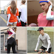 Load image into Gallery viewer, Unisex One Size Compression Cooling Sleeves UV Sun Protection Cooling Arm Sleeves With Thumb Hole Compression Sports Tattoo Cover Up Sleeve For Sports Long Arm Cover Anti-Slip Warmers Outdoor Sports Sunblock Cover
