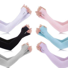 Load image into Gallery viewer, Unisex One Size Compression Cooling Sleeves UV Sun Protection Cooling Arm Sleeves With Thumb Hole Compression Sports Tattoo Cover Up Sleeve For Sports Long Arm Cover Anti-Slip Warmers Outdoor Sports Sunblock Cover
