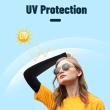 Load image into Gallery viewer, Unisex One Size Compression Cooling Sleeves UV Sun Protection Cooling Arm Sleeves With Thumb Hole Compression Sports Tattoo Cover Up Sleeve For Sports Long Arm Cover Anti-Slip Warmers Outdoor Sports Sunblock Cover
