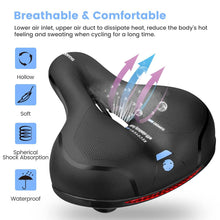 Load image into Gallery viewer, Unisex Soft Rubber Bike Saddle Dual Shock Absorbing Mountain Bicycle Cushion Pad Breathable Comfortable Bike Seat Cushion Bicycle Seat For Men Women With Dual Shock Absorbing Ball Memory Foam Waterproof Wide Bicycle Saddle Fit
