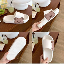 Load image into Gallery viewer, Unisex Summer Slippers Beach Slides Flip Flops Bear Thick Soled Boys Girls Bathroom Shoes Slides Sandals With Thick Sole Non-Slip Beach Pool Slides Open Toe Style Outdoor Slippers For Men And Women
