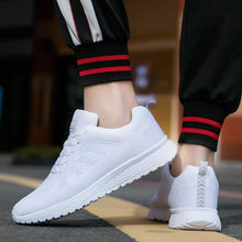 Load image into Gallery viewer, Unisex White Sneakers Mesh Sports Trainers Running Summer Mens Flat Casual Sport Shoes Casual Sports Tennis Road Sneakers Comfortable Modern Design
