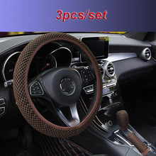 Load image into Gallery viewer, Universal Ice Silk Steering Wheel Cover Wear-resistant Anti-slip Car Accessories Microfiber Breathable Ice Silk Steering Wheel Cover Gear Handbrake Breathable Anti-Slip Warm  Steering Wheel Cover Winter Cool Summer Cover Interior
