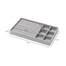 Load image into Gallery viewer, Upgrade Velvet Jewelry Storage Box Necklace Stackable Display Tray Bracelet Earring Organizers Handicrafts Drawer Box Grey Stackable Jewelry Inserts Compartments Velvet Display Storage Box for Necklace
