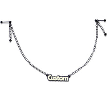 Load image into Gallery viewer, Custom Black Glow Name Nipple Chain Created with Crystals

