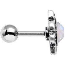 Load image into Gallery viewer, 16G Iridescent White Faux Opal Ornate Tragus Cartilage Earring
