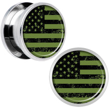 Load image into Gallery viewer, Green American Flag Steel Screw Fit Plug Set 5mm to 20mm
