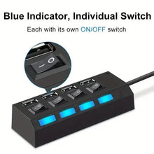 Load image into Gallery viewer, USB 2.0 Adapter Hub Power On/ Off Switch For PC Laptop Computer
