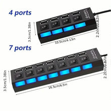 Load image into Gallery viewer, USB 2.0 Adapter Hub Power On/ Off Switch For PC Laptop Computer
