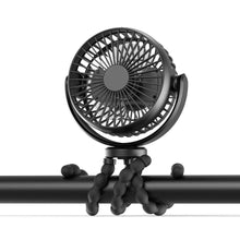 Load image into Gallery viewer, USB Desktop Folding Fan Outdoor Baby Stroller Handheld Fan Summer Mute Small Multifunctional Octopus Mini Fan Flexible Tripod for Stroller Student Bed Desk Bike Crib Car Rides USB or Battery Powered Safe Quiet and Long Lasting Fan
