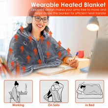 Load image into Gallery viewer, USB Heated Blanket Poncho Shawl Wrap Throw with Zipper Washable
