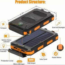 Load image into Gallery viewer, USB Portable Charger 10000mAh Solar Power Bank for Cell Phone and Laptops
