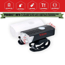Load image into Gallery viewer, USB Rechargeable  3 Mode Bicycle Front Light Lamp Bike Headlight Cycling LED Powerful Bicycle Front Headlight Waterproof Bike Headlight End Tail Light Set 300 Lumen
